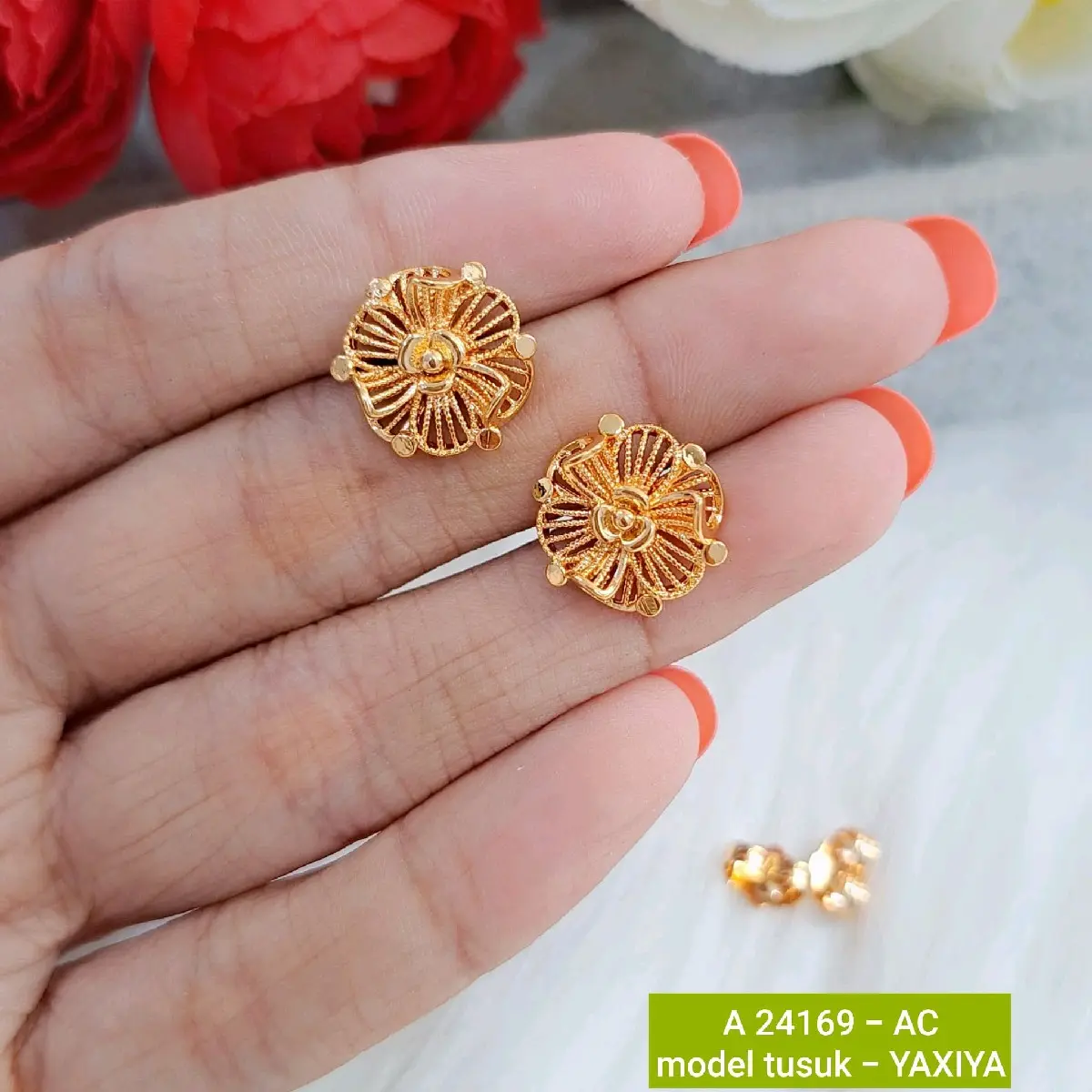 Anting Tusuk Yaxiya Model Bunga Elegant Untuk Perempuan Dewasa Perhiasan