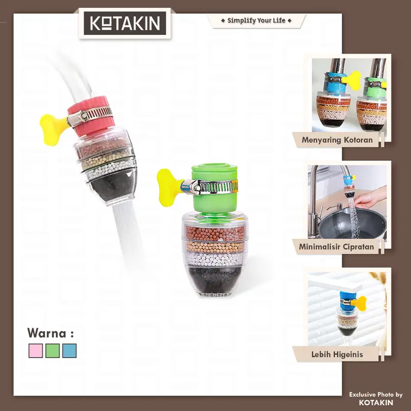 KOTAKIN Filter Air Sambungan Kran Saringan Penjernih Water Kepala Penyaring Keran Wastafel Kamar Mandi 0