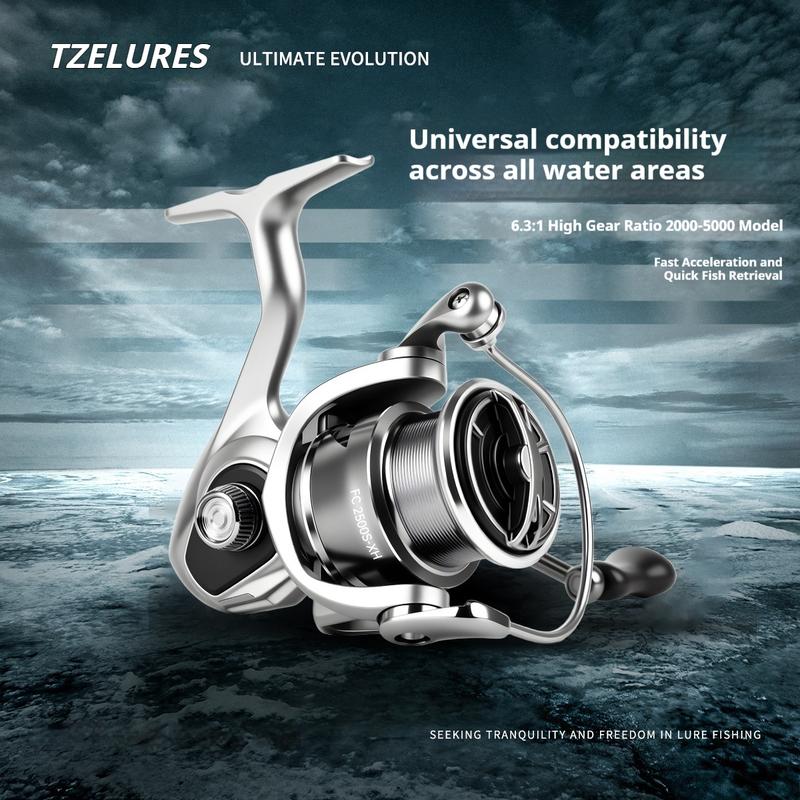  TZELURES Máy Câu FC 25 Tỷ Số Truyền Động Cao 6.3:1 Kích Thước 1000-7000 Vòng Bi Niêm Phong Bằng Thép Không Gỉ 7+1 Cuộn Dây Câu Phổ Thông Cho Nước Biển 