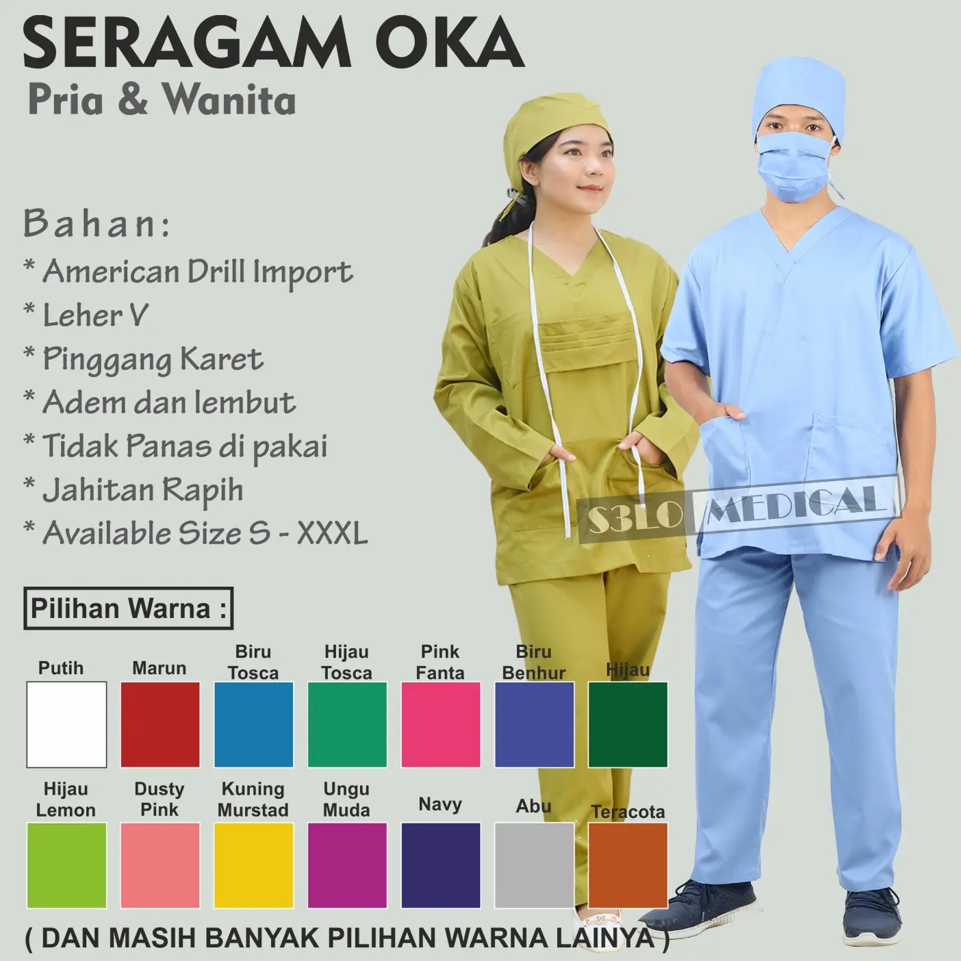 BAJU OK/ BAJU OKA / BAJU MEDIS / SERAGAM PERAWAT