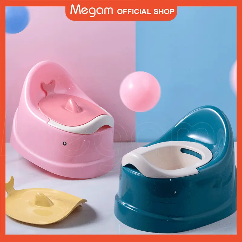 Megam Baby Potty Toilet Training Anak WC Toilet Duduk  Jongkok Pispot Anak Closet Duduk Baby Portable Toilet Trainer Latihan Portable Plastik Model Paus Toilet Baby Closet HSB716
