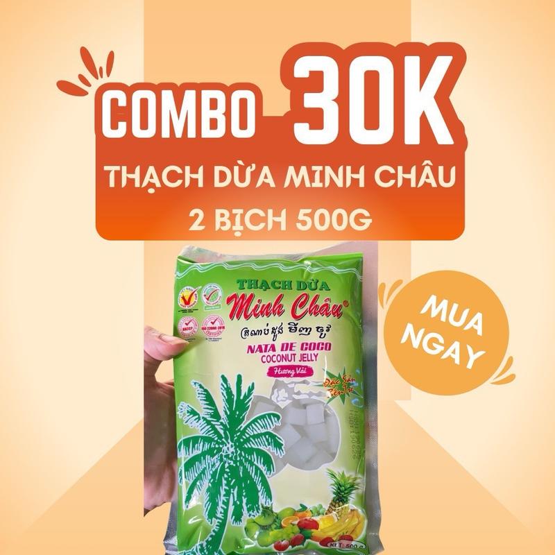  Combo 1kg thạch dừa Minh Châu  2 gói  