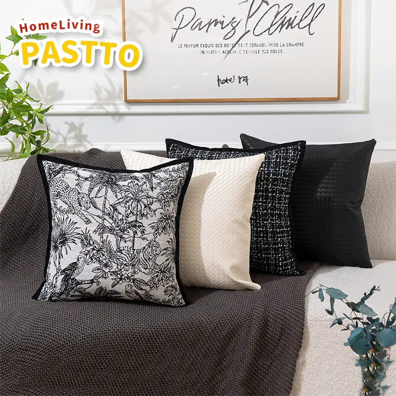 45x45 Black Tiger Pillow Cushion Cover PU Jacquard Craft Throw Pillow Case Suitable for Decoration Home Living Room Sofa Bed 45x45cm