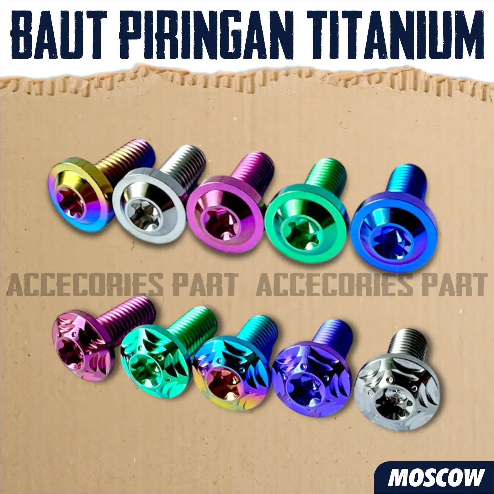 MOSCOW Baut piringan cakram baut disc titanium baut dish titanium Baut Titanium M8 x 20 D12  X 2 Bisa untuk semua motor ( UNIVERSAL ) motor bebek matic scoopy mio beat vario genio