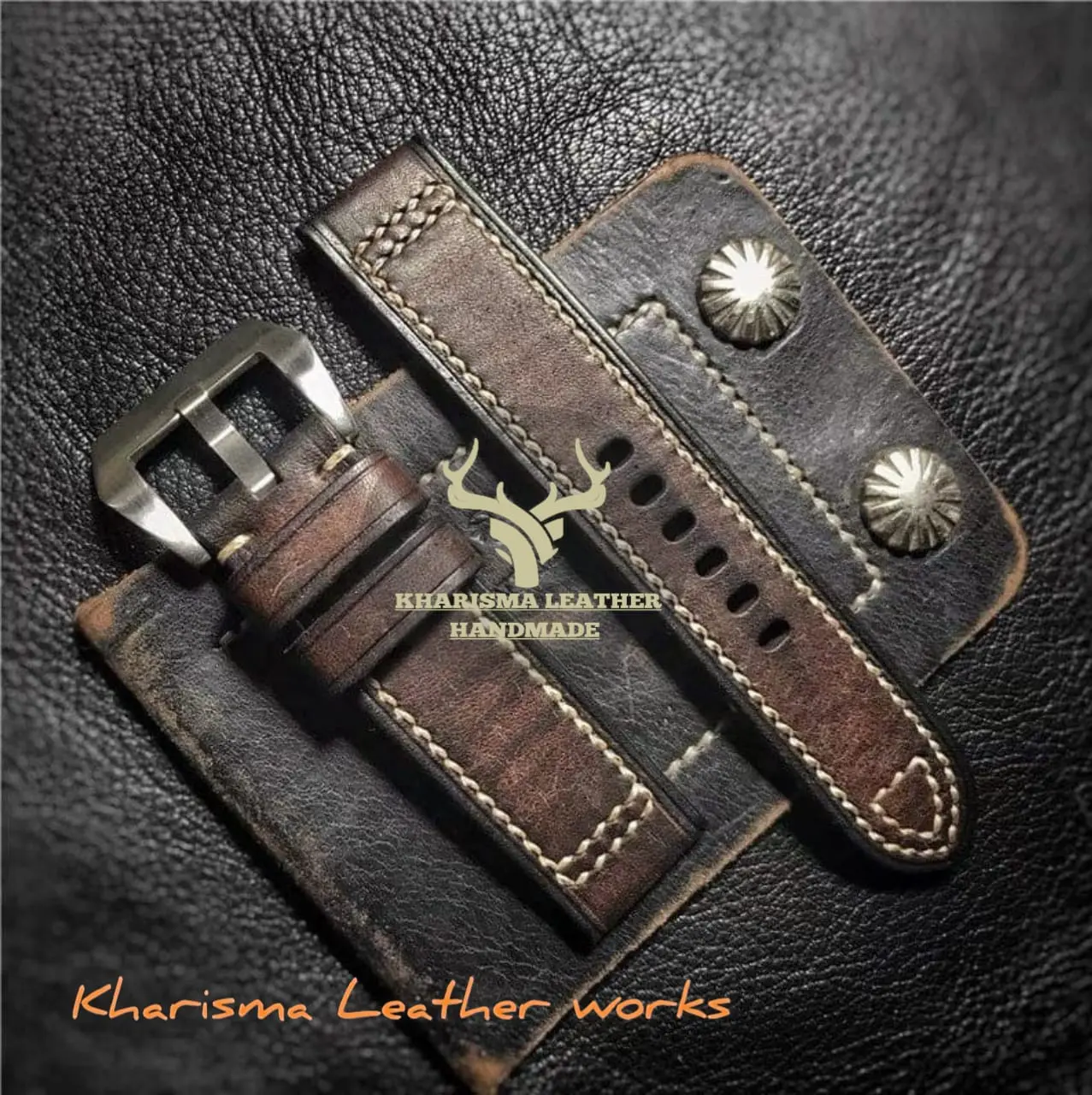 TERLARIS!!!! STRAP JAM TANGAN KULIT GRADIASI VINTAGE/ STRAP JAM TANGAN KULIT ORIGINAL KHARISMA LEATHER/HANDMAD STYLE Watch