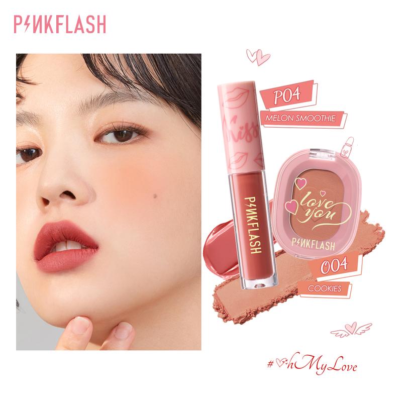  PINKFLASH-Bộ trang điểm phấn má hồng dạng lỏng lâu trôi mềm mại và tự nhiên # OhMyLove TRUE LOVE 