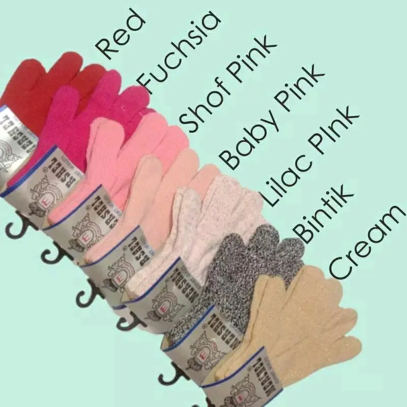 Sarung Tangan Anak Rajut Polos Smua Musim Bahan Acrylic & Spandex Nyaman Untuk Usia TK SD Warna Red Fuchsia Pink Lilac Bintik Cream