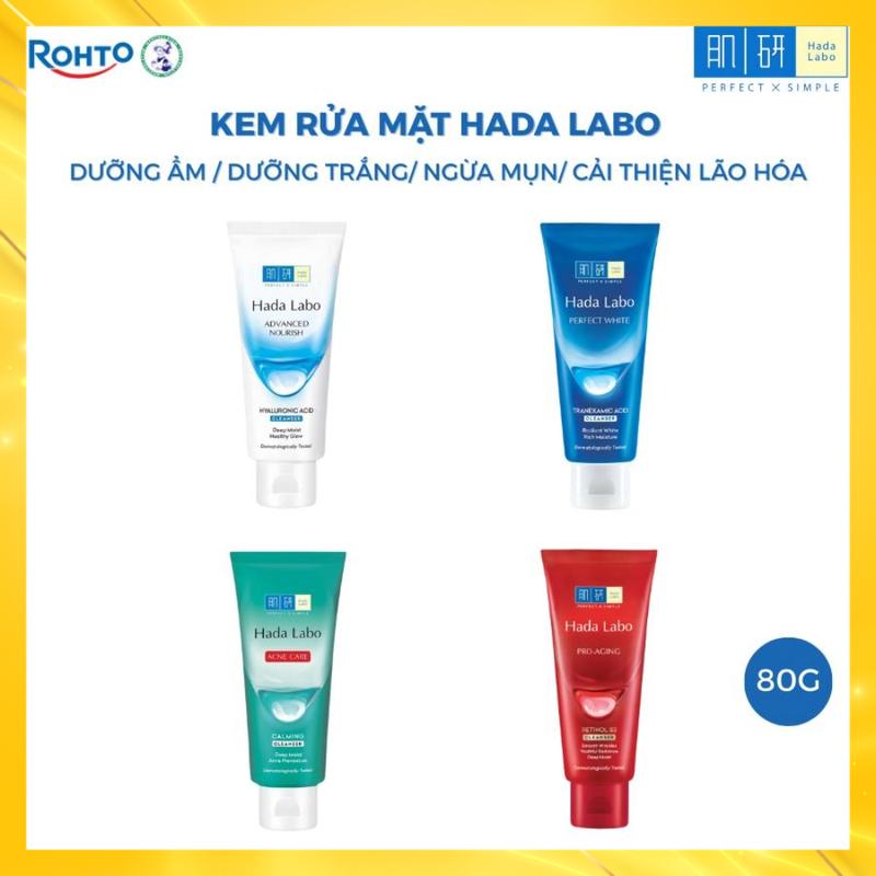 Kem rửa mặt HADALABO Dưỡng ẩm/Dưỡng trắng/Ngừa mụn/Cải thiện lão hóa da 80g (Tùy chọn)