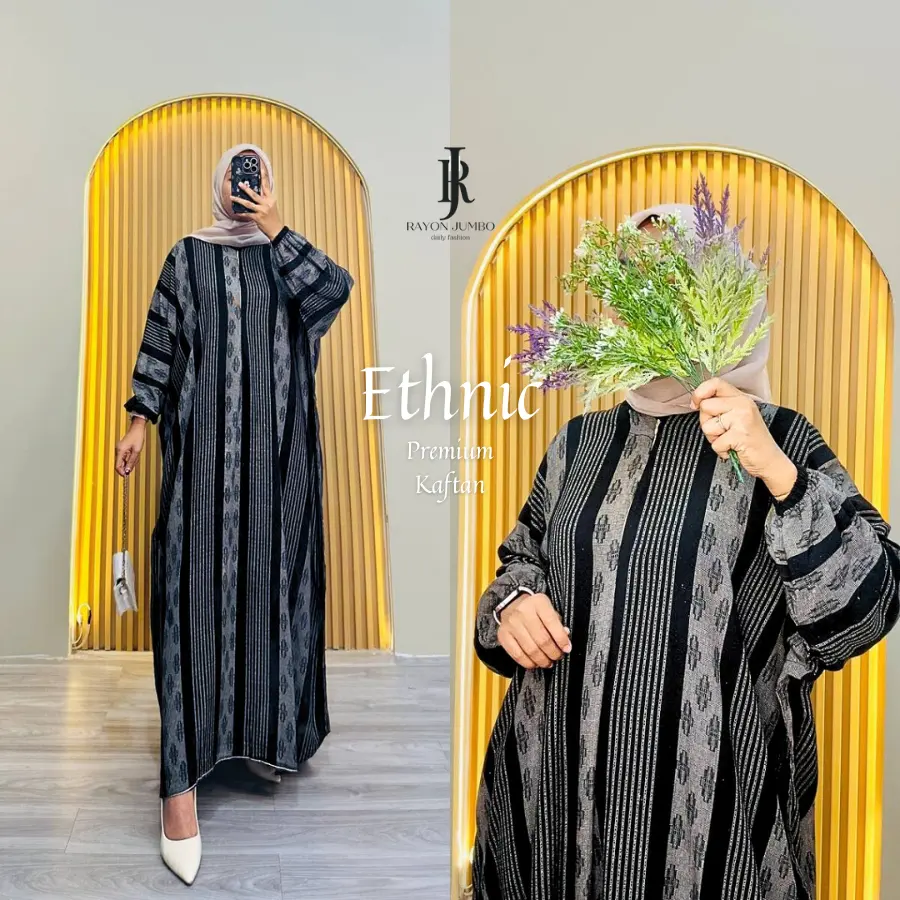 Home Kaftan Ethnic Bahan Rayon Super Jumbo XXXL Baju Muslimah mewah Elegan Baju Pengajian Simple