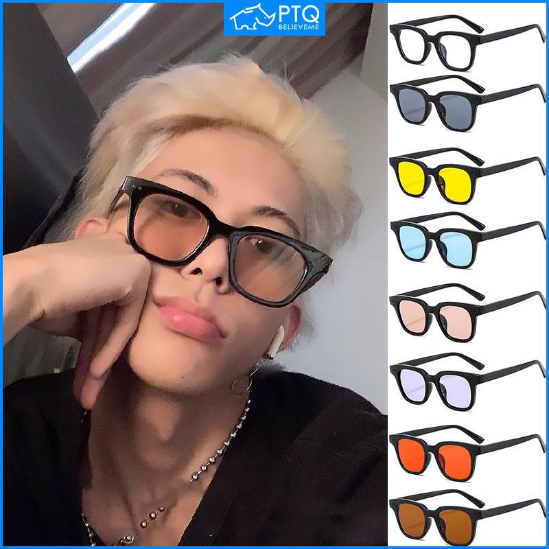 PTQ-Kính Râm Vuông Cho Nam, Kính Râm Vuông Phong Cách Hàn Quốc, Màu Sắc, Ống Kính Đại Dương, Kính Râm Thạch