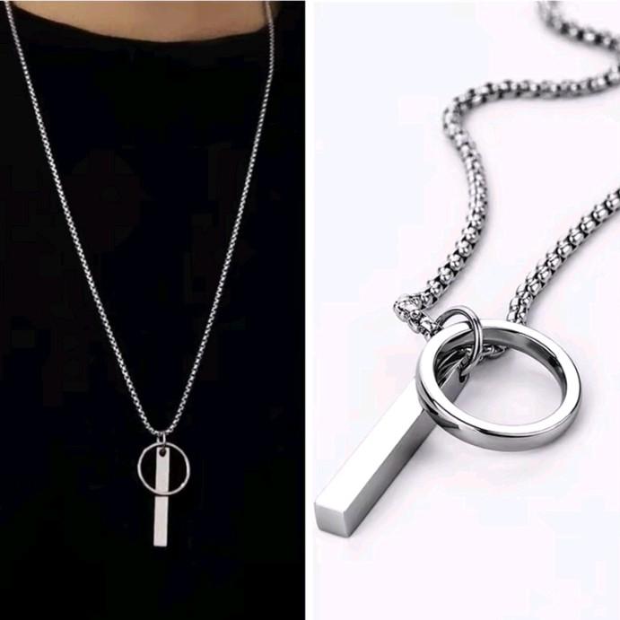 Kalung Titanium Rolo Liontin Balok Cincin Anti Karat Anti Luntur 0