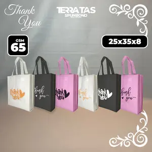 Paket 1 lusin 25x35x8 65 GSM Special Edition Thank You Hampers Goodie Bag Tas Spunbond tas belanja / tas souvenier
