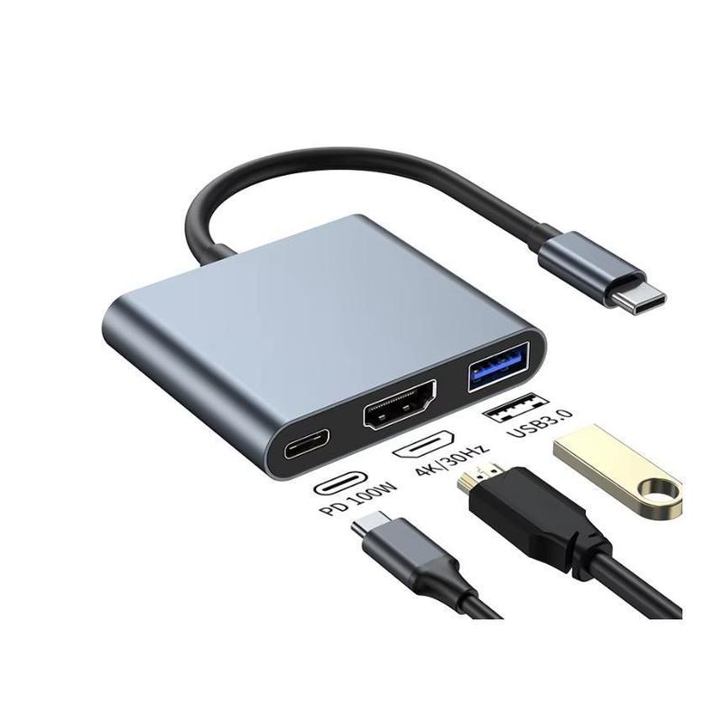 Hub USB 3 trong 1 USB C sang HDMI Splitter Type C sang HDMI Bộ chuyển đổi tương thích USB3.0 Docking Converter