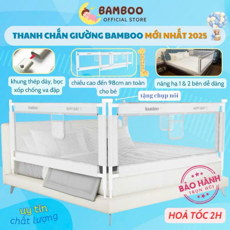 Bamboo - Thanh Chắn Giường Bản Nâng Cấp Mẫu Mới Nhất 2025 Nâng Hạ 1 Bên Cao 105cm An Toàn Cho Trẻ Nhỏ Chất Liệu Kim Loại Dày Dặn Thiết Kế Lưới An Toàn Bảo Hành Trọn Đổi