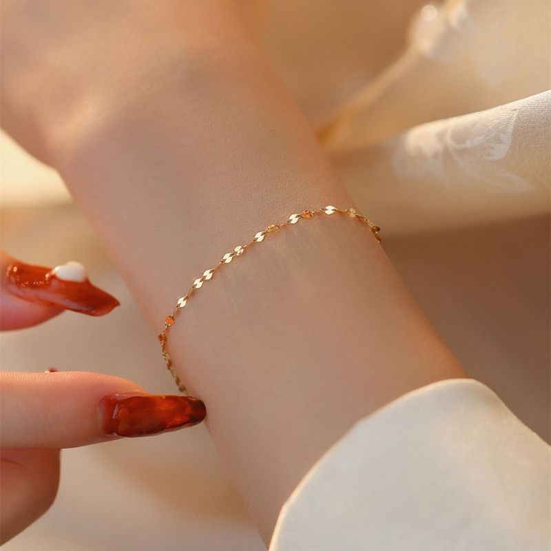 Gelang Wanita Model Pecah Kopi Titanium Anti Karat Tidak Luntur Gelang Simpel Perempuan Terbaru Elegan dan Tahan Lama