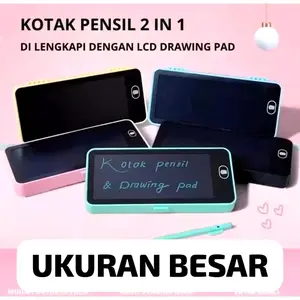 AB121 Drawing Box Case Besar Pencil Drawing Pad Edukasi 2in1 kotak Pensil Case Lcd Ukuran Besar Writing Stationery