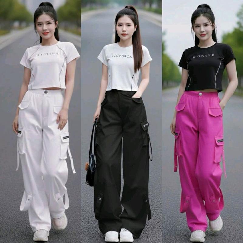  M10- Set quần kaki túi hộp phối áo phông VICTORIA thể thao 