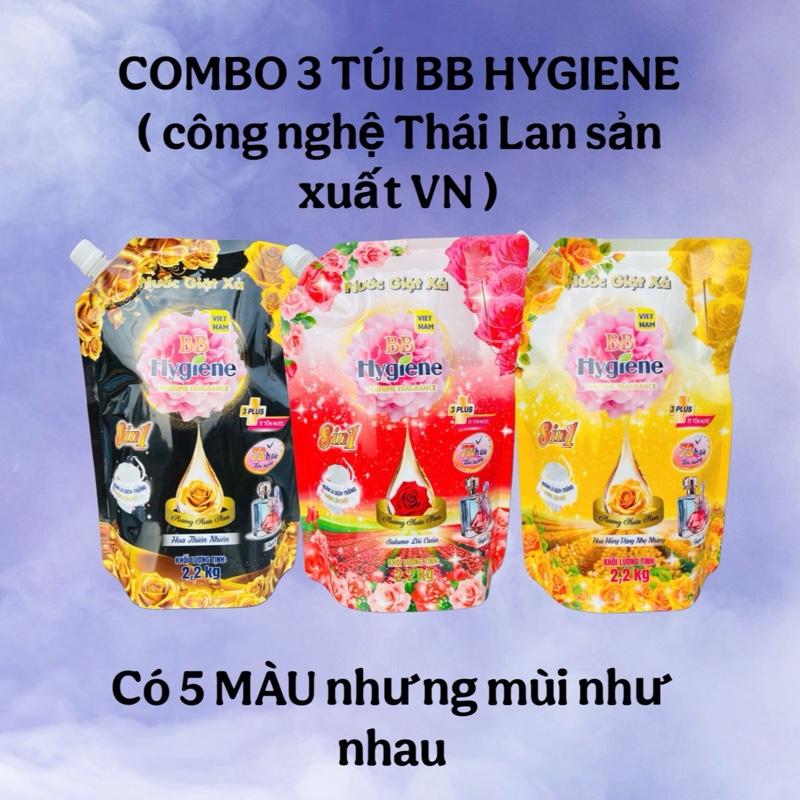 MÙI GIỐNG NHƯ NHAU combo 3 TÚI nước giặt xả BB HygienE túi 2200ml - thơm lâu sạch nền vải