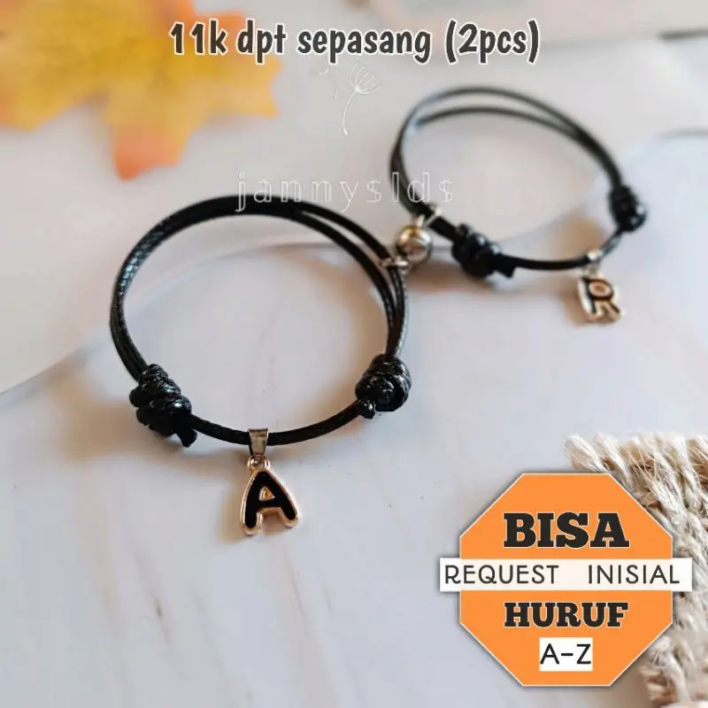 gelang couple inisial huruf tali korea huruf epoxy bisa request huruf cocok untuk buat sama pasangan atau persahabatan