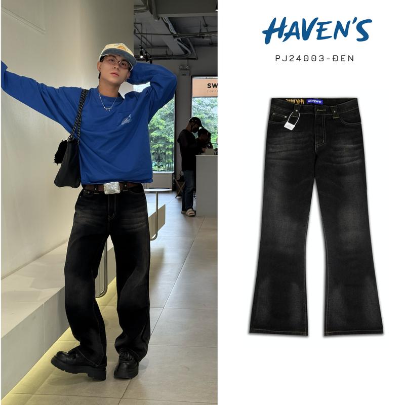 XẢ HÀNG BẢN CAO CẤP HAVEN'S | QUẦN JEANS LOE NHẸ NAM NỮ FORM BOOTCUT WASH MÀU HAVENS