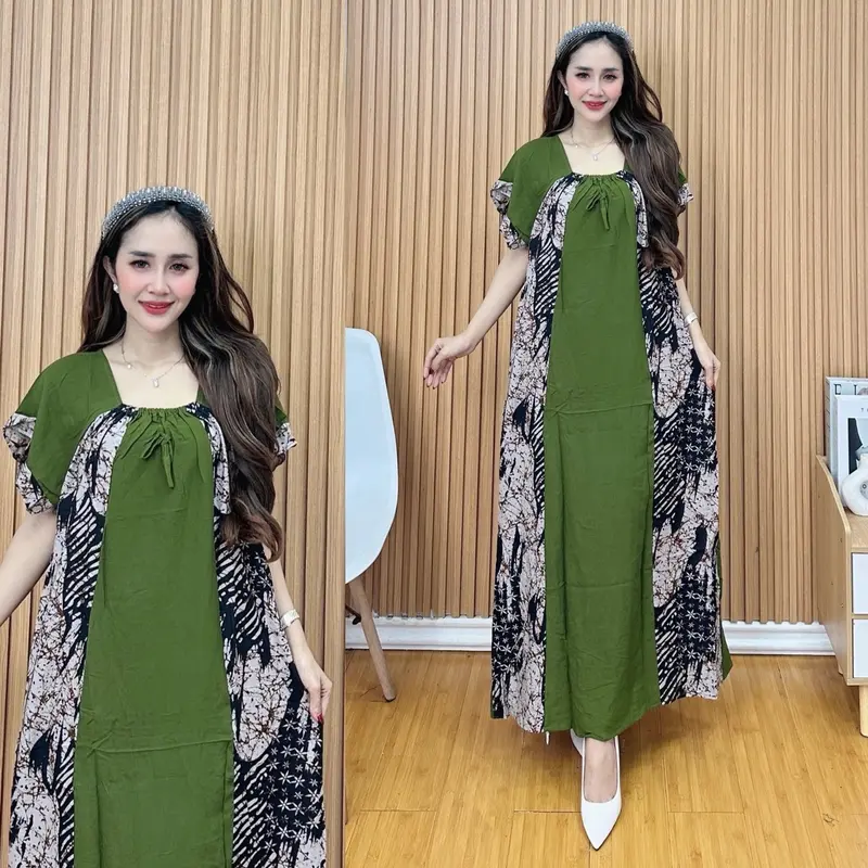 DASTER KEKINIAN TERBARU DASTER FUJI SOPAL KOMBINASI || RAYON SUPER GRADE A ORI || MODEL DEPAN BERKERUT Ruffle Green Tali Bisa Diatur Cuci Kering 2025 1