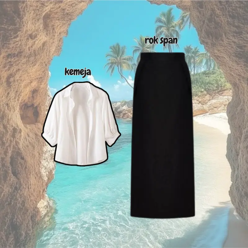 outfit kekinian korean style | rok span | Kemeja| jilbab oneset remaja terbaru atasan bawahan setelan ootd outfit kekinian EY-002 3