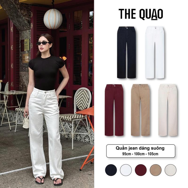 THE QUẠO - Quần Jean Nữ Lưng Cao Ống Suông Rộng Dáng Dài Nhiều Bacsic (Dài 95cm - 100cm - 105cm) R1604_419