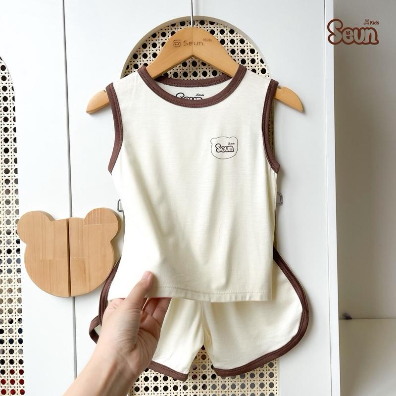 Bộ ba lỗ cho bé trai bé gái cotton lụa mát lạnh 8kg đến 35kg bộ mặc nhà set mặc nhà đồ bộ cho bé SEUNKIDS bộ sát nách bộ tank top