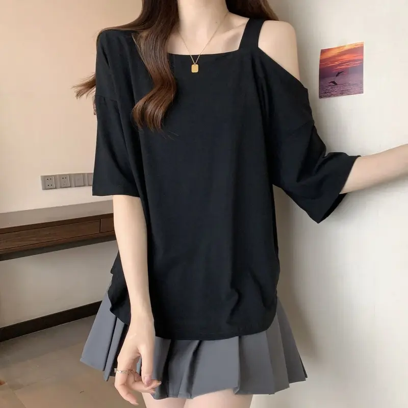 Atasan Wanita Dewasa Import Polosan Tali 1 Off Shoulder Kekinian Korean Style 3