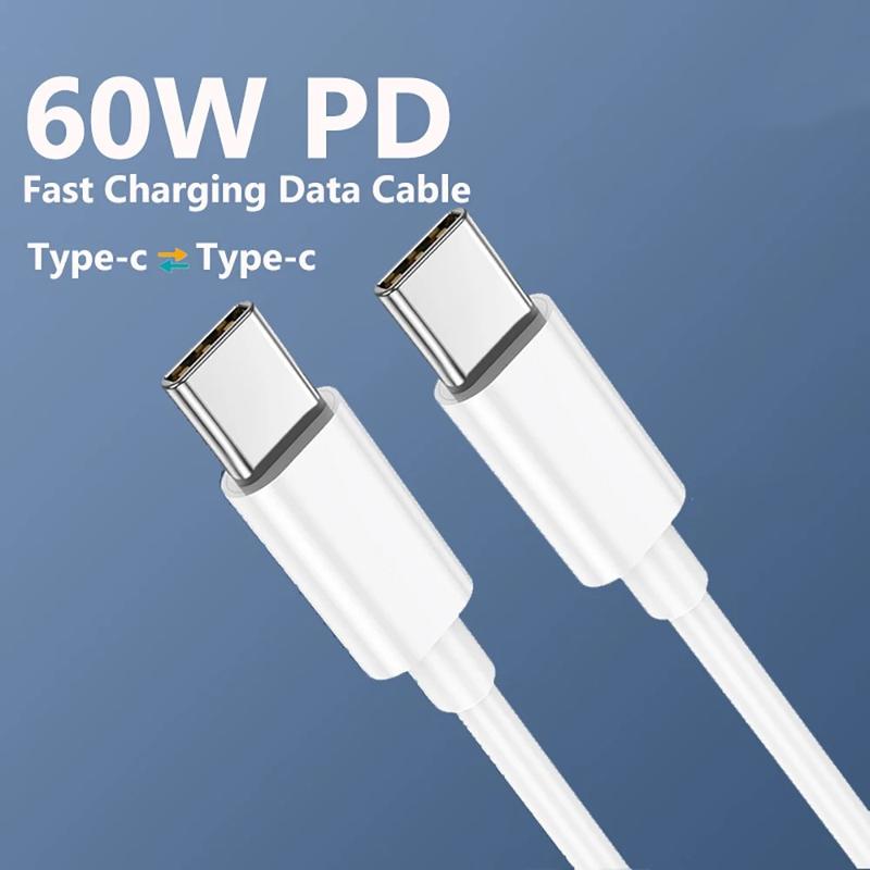 Cáp sạc nhanh Type C sang Type C, PD 60W, Dành cho Samsung, Xiaomi, Redmi, Huawei, Dây dữ liệu USB C, Thích hợp cho MacBook Pro, iPad Pro và iPhone