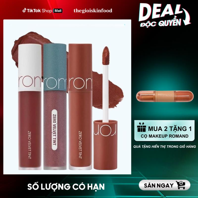 [MÀU 1-30] Son Kem Lì Trang Điểm Hàn Quốc Romand Zero Velvet Tint 5.5g Cosmetic Mỹ Phẩm