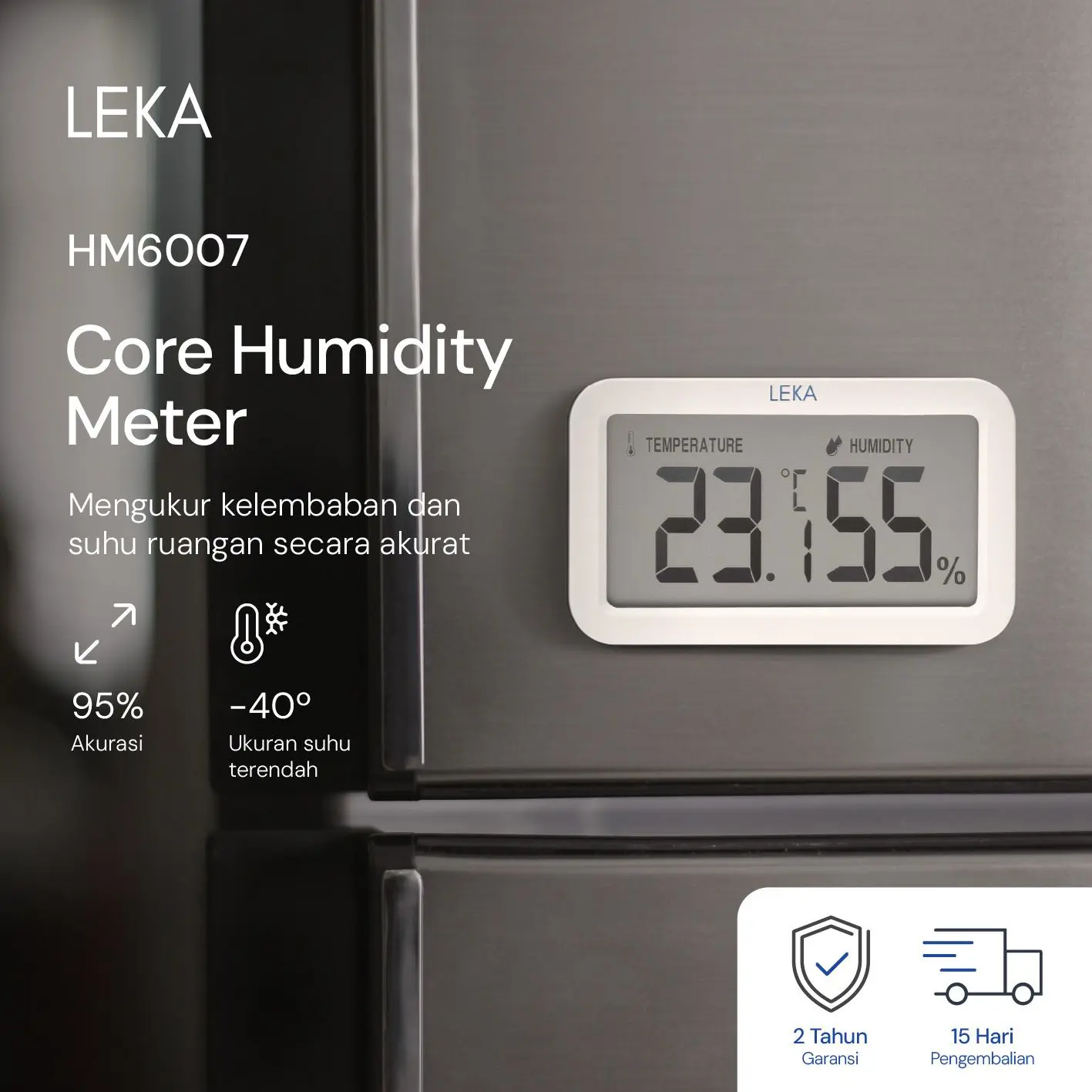 LEKA - HM6007 Core Humidity Meter - Hygrometer Thermometer - Pengukur Suhu dan Kelembaban Ruangan