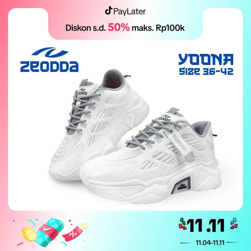 Zeodda Yoona V2 Sepatu Sneakers Wanita Casual Shoes Olahraga  - Full Pink - Karet, Black 1031 1