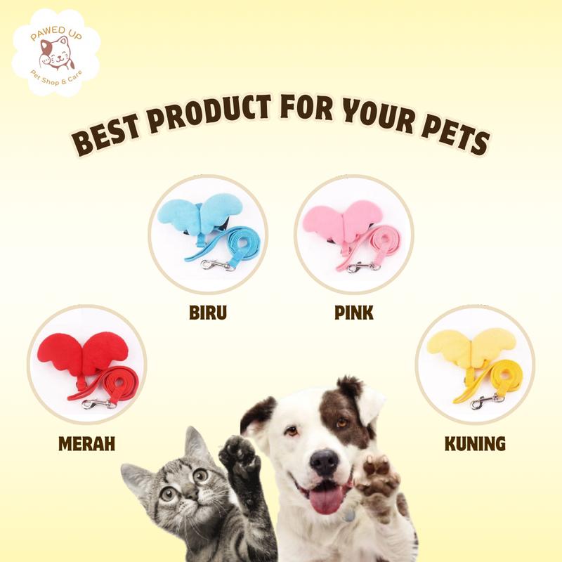 PAWED UP Tali Tuntun Harness Costume Sayap Collar Jalan Bentuk Angel Pet Anjing Kucing Kelinci 3