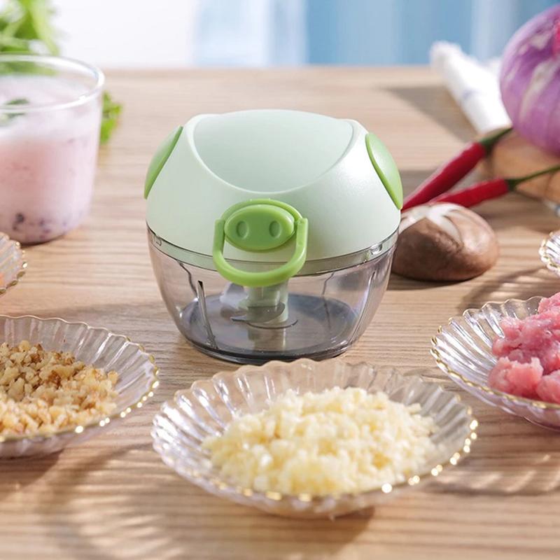 Máy Xay Mini Đa Năng 3 Lưỡi Dao Kéo Tay, Xay Tỏi Ớt Hành, Xay Rau Củ Quả Hình Con Lợn