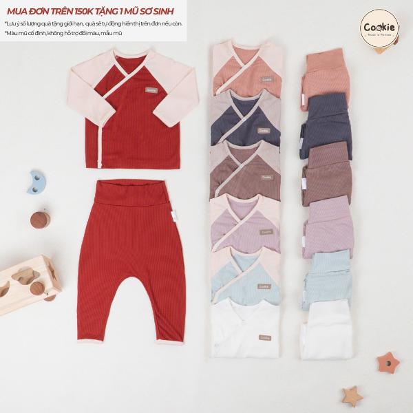  Bộ Quần Áo Sơ Sinh Cookie Dài Tay Cài Chéo Liền Thân Cho Bé Sơ Sinh Newborn Đến 9 Tháng Chất Liệu Cotton Tăm Lạnh Tee quanao  tresosinh 