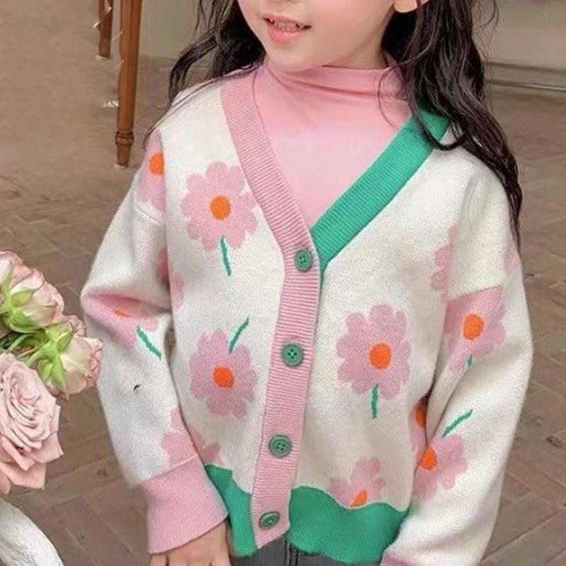 Product Introduction of Stylish Girls' Jacquard Knit Cardigan Sweater with Blossom Accents - Perfect for Any Occasion 16