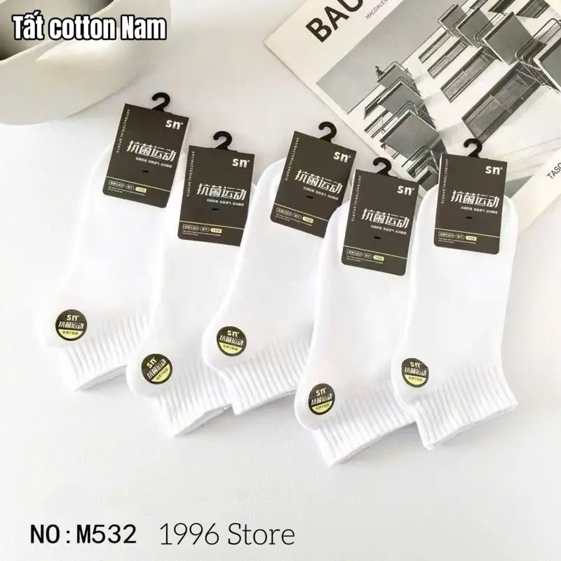 5 Đôi Tất Cổ Ngắn Chất Cotton Chống Hôi Chân Cho Nam, Tất Đen Trắng Nam Nữ