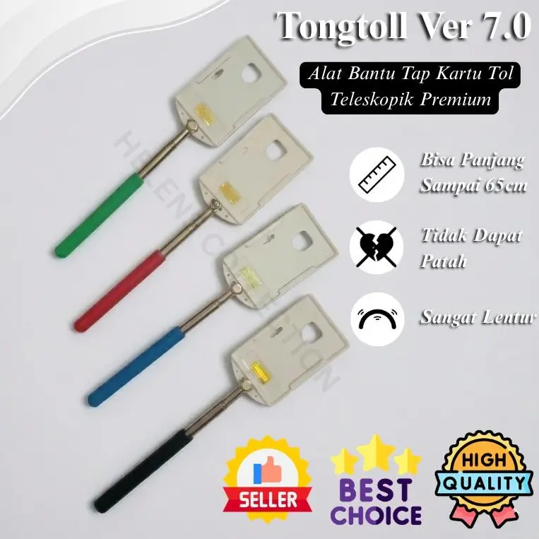 Tong Toll 7.0 BESI ELASTIS Tongkat Kartu E-Toll Premium Fabrikasi Tongkat E-Toll Etoll Lebih Kecil Ramping Sangat Ringan Lentur Bahan Aluminium Soft Grip Pegangan Handle