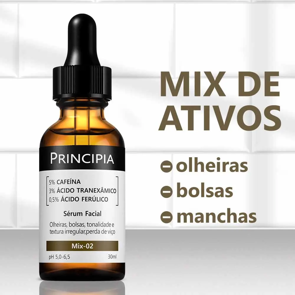 Imagem 3 de Sérum Facial Mix-02 (5% Cafeína + 3% Tranexâmico + Ferúlico) - Anti Olheiras e Manchas com 30ml1 Solução Clareadora