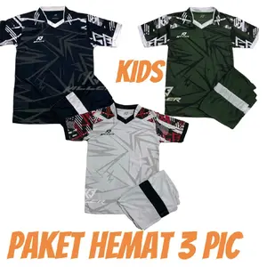 (PAKET 3 PIC) set setelan olahraga anak jersey setelan anak costum sepakbola kaos futsal anak baju olahraga sport  junior Outdoor Adem Blue