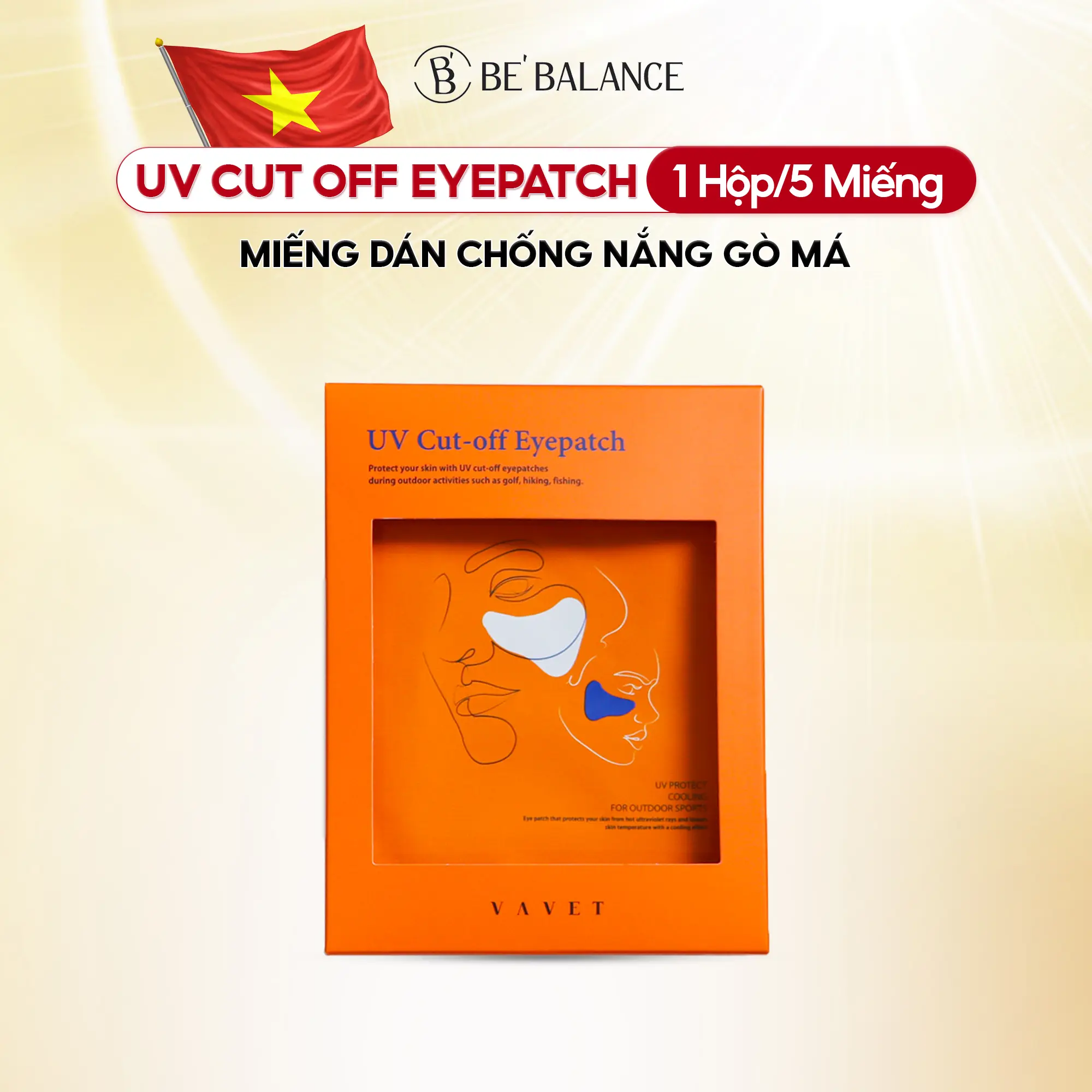 [DATE T7/2025] Miếng Dán Chống Nắng Gò Má Be'Balance UV CUT OFF EYEPATCH giúp Chống Tia UV Bảo Vệ Da 1 Hộp 5 Miếng