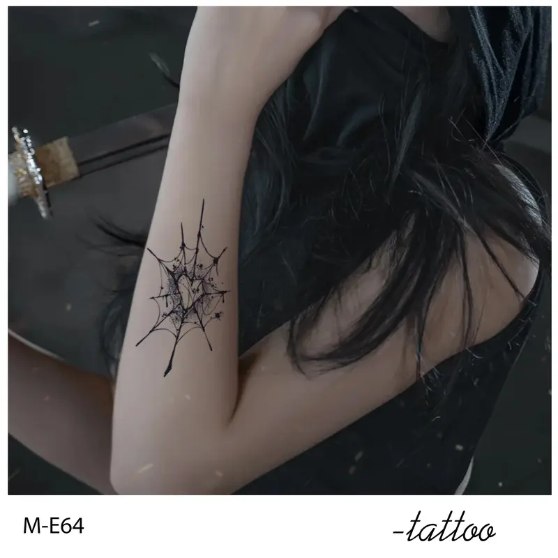 Zoartattoo stiker tato  M-E64 sementara  【sarang laba-laba】Tahan lama Tattoo menempel dekorasi seni untuk pria dan wanita 1