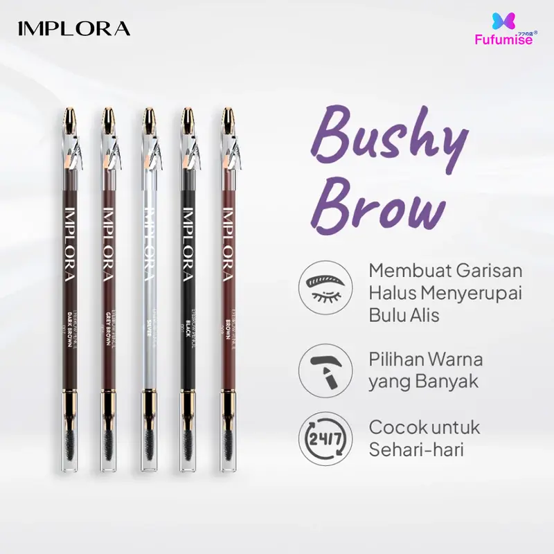 FUFUMISE | IMPLORA Eyebrow Pencil All Series | Pensil Alis | Softbrow | Murah Pencil Alis Hitam Black Waterproof BPOM Brown 4