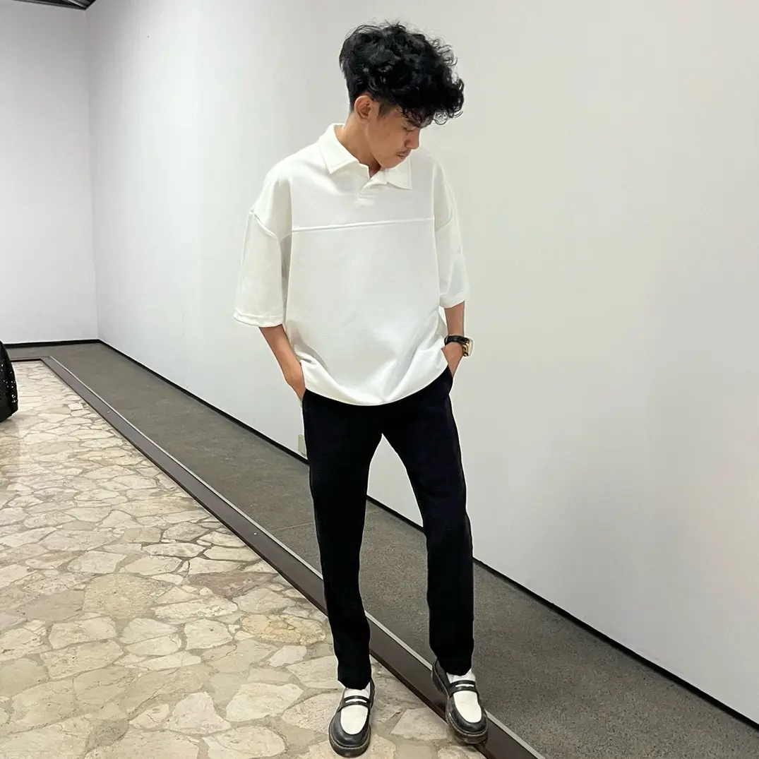 SAYNT Boxy Polo Tshirt | Kaos Polo Scuba Kerah Polos | Boxy Fit Scuba