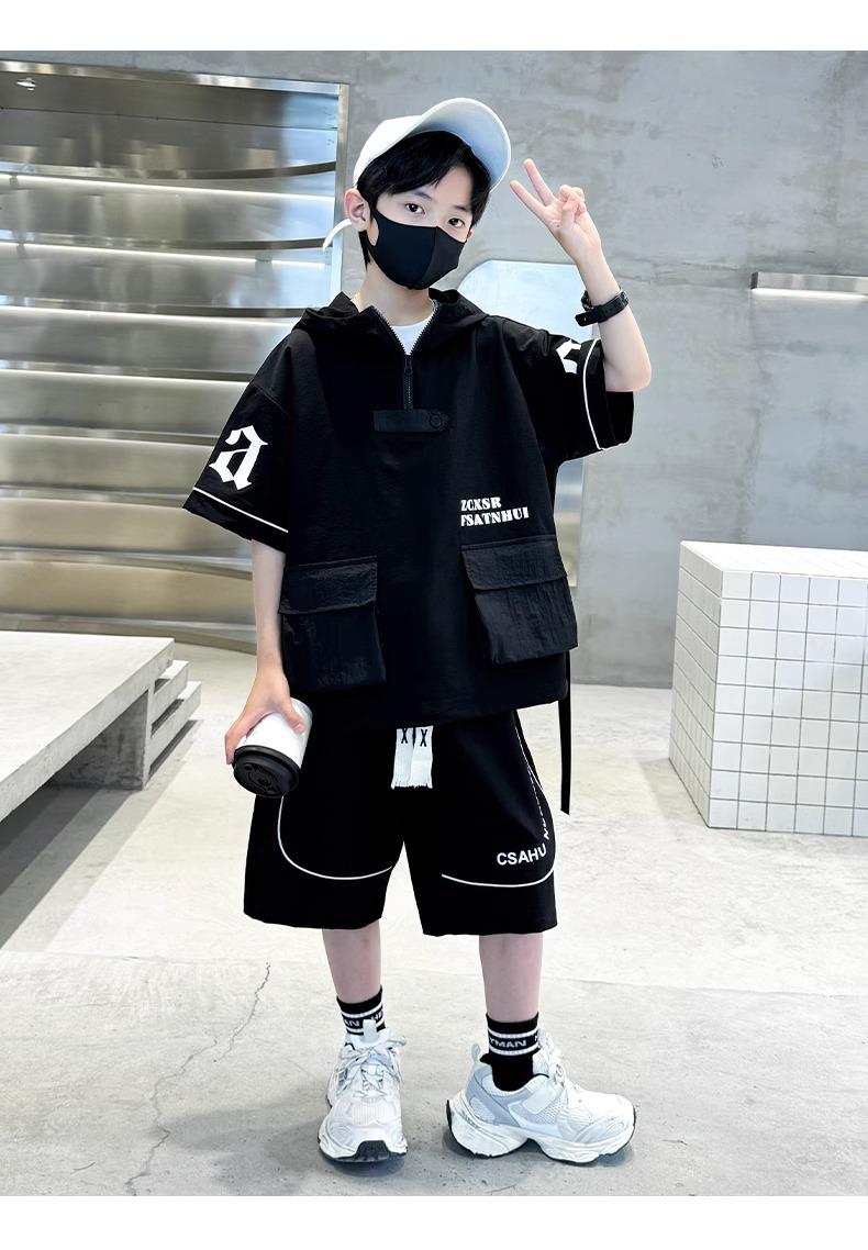 Product Introduction of Set Đồ Trẻ Em Cá Tính 2025 - Áo Hoodie Tay Ngắn + Quần Short Form Rộng | Size 120-180 19