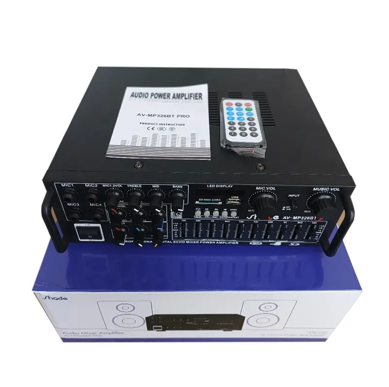 SHADE Amplifier Power Bluetooth AV/MP 326BT Speaker Full Bass Subwoofer Stereo Karaoke FM Shade EQ Ampli Colokan 6