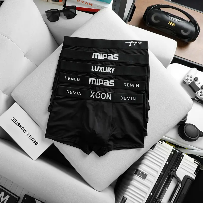Combo 5 Quần Sịp Boxer nam full đen, Quần Xì nam cao cấp thun lạnh co dãn 4 chiều thấm hút mồ hôi tốt phù hợp với vận đồng nhiều T118 (che tên sản phẩm khi giao hàng) Quần Lót Nam 0