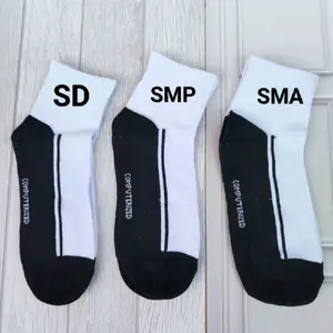 isi 3 Pasang kaos kaki pendek sekolah SD SMP SMA telapak hitam Fashion Pria Wanita