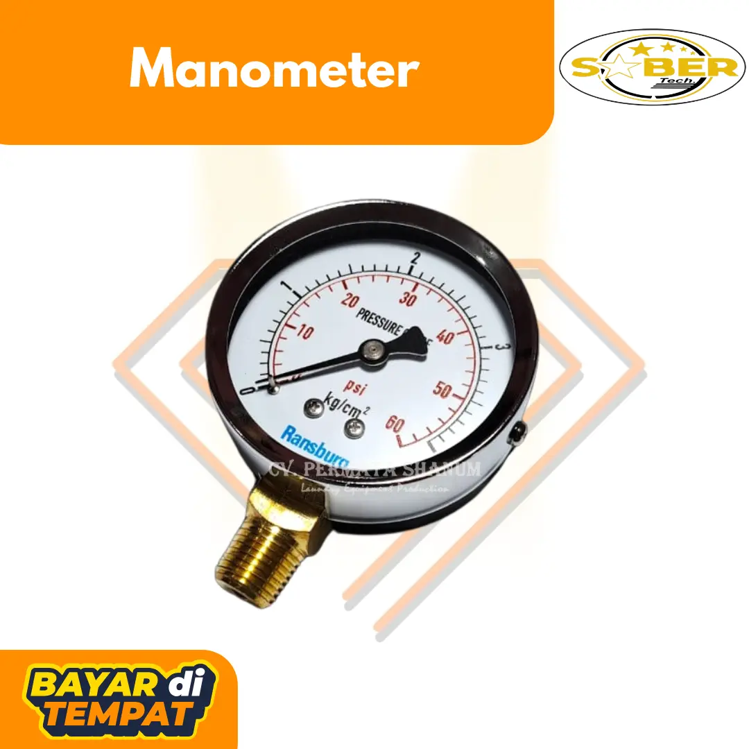 Pressure Gauge Wiebrock Ransburg 4 Bar 60 PSI Boiler Setrika Uap / Manometer Sparepart Boiler